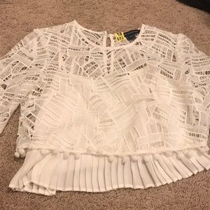 French Connection Freddy Lace Pom Pom Crop Top